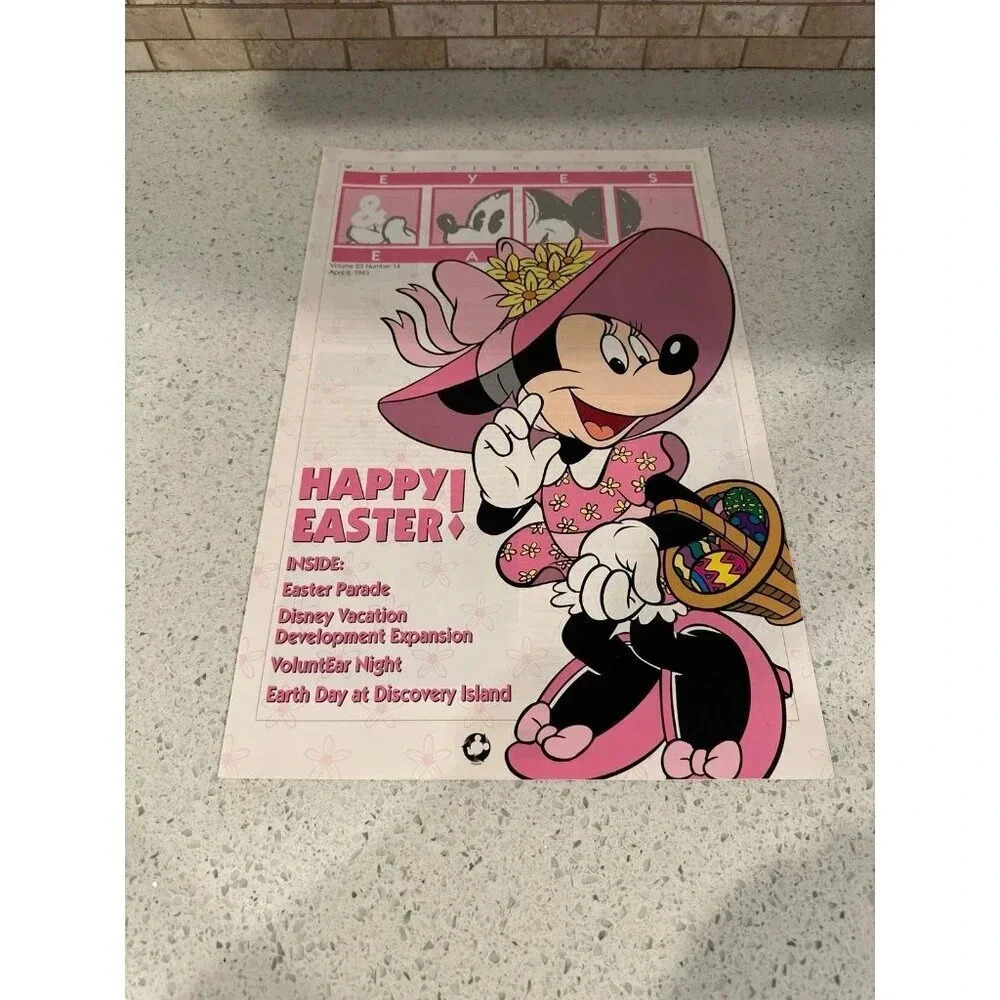 Walt Disney World Eyes & Ears April 1993 Minnie Mouse Happy easter color cover